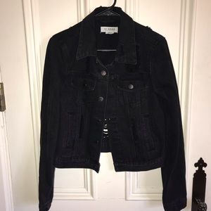 Black distressed jean jacket